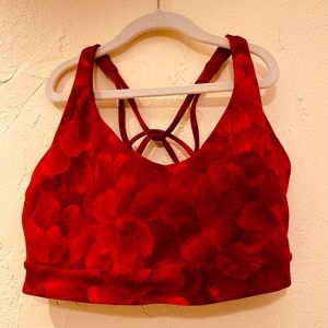 Athleta Size Medium Red Floral Sports-bra